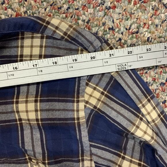 Brooks Brothers Navy Ivory Plaid Cotton Flannel Button Down Shirt Size Large - Picture 8 of 11